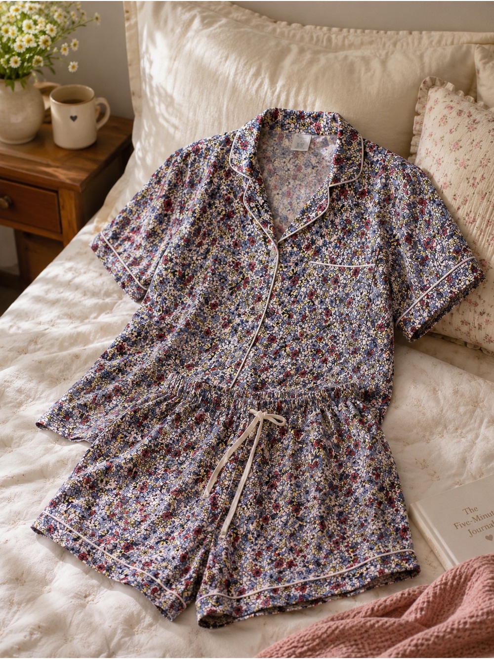 Liz Claiborne Purple Multi Floral Short Sleeve Pajama Set
